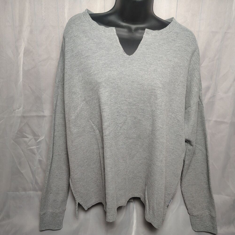 Eddie Bauer Womens L Grey V-Neck Long Sleeve Shirt